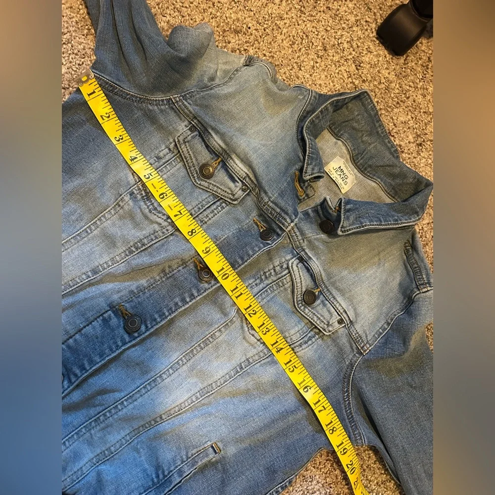 MNG Mango Jean Jacket Size L Two Tone Button Closures - Picture 7 of 7